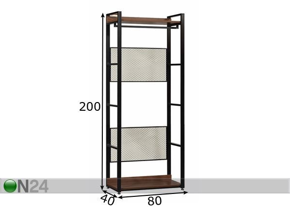 Гардеробная система (2 полки+ 2 штанги) 80x200 cm размеры