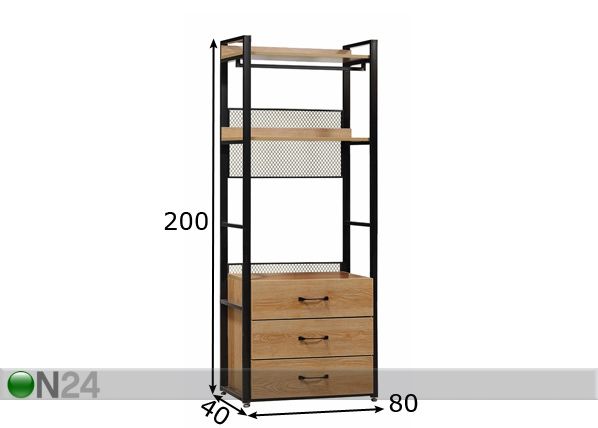 Гардеробная система (3 полки+ 2 штанги+ тумба) 80x200 cm размеры