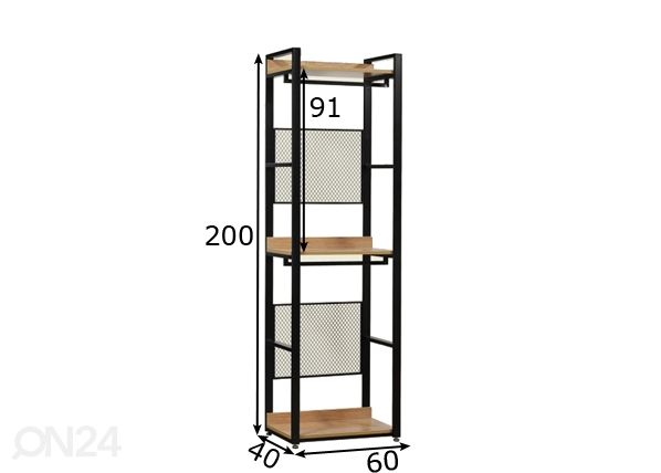 Гардеробная система (3 полки+ 2 штанги) 60x200 cm размеры