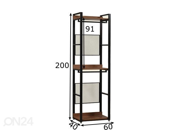 Гардеробная система (3 полки+ 2 штанги) 60x200 cm размеры