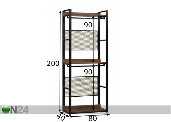 Гардеробная система (3 полки+ 2 штанги) 80x200 cm размеры