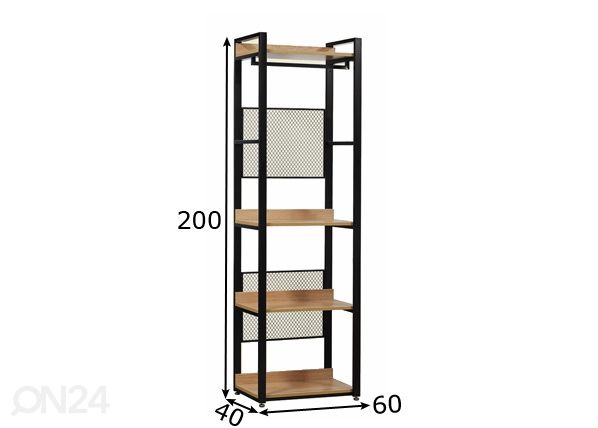 Гардеробная система (4 полки+ 2 штанги) 60x200 cm размеры