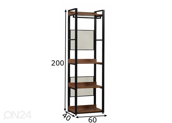 Гардеробная система (4 полки+ 2 штанги) 60x200 cm размеры