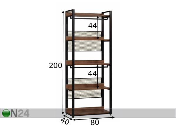 Гардеробная система (5 полок + 2 штанги) 80x200 cm размеры