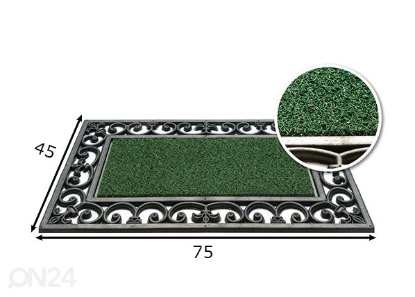 Дверной мат Dakota 45x75 cm, зелёный размеры