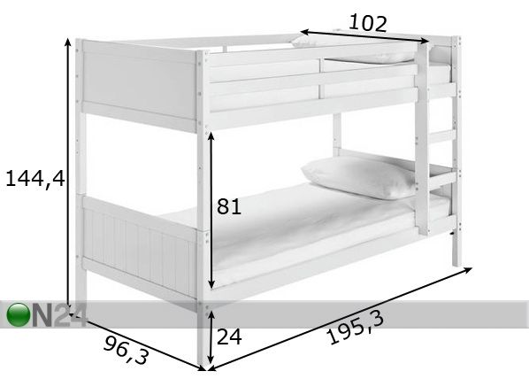 Двухъярусная кровать 90x190 cm размеры