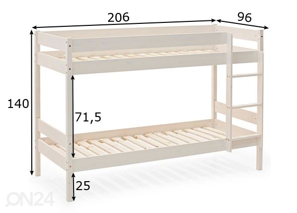 Двухъярусная кровать 90x200 cm размеры