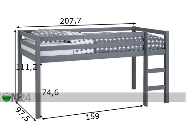 Двухъярусная кровать 90x200 cm размеры