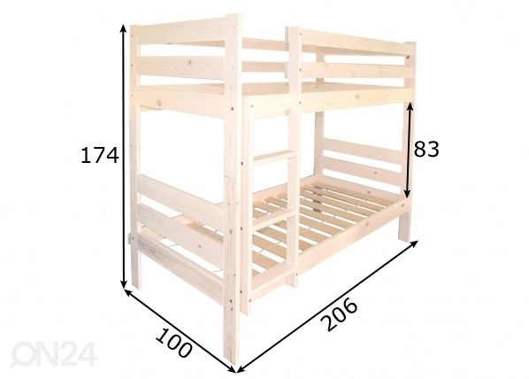 Двухъярусная кровать Kati 90x200 см размеры
