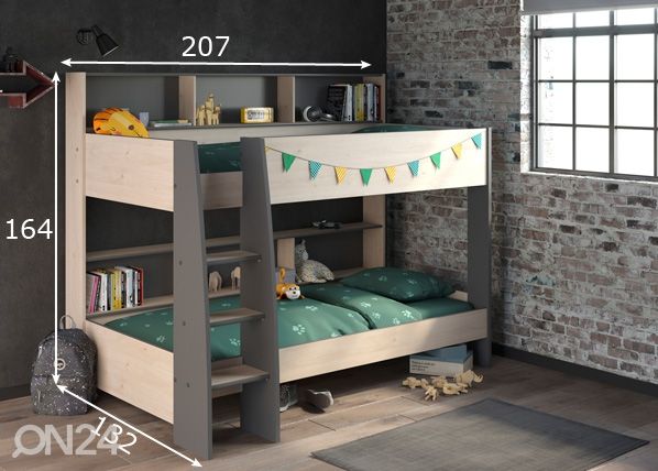 Двухъярусная кровать Leo 90x200 cm размеры