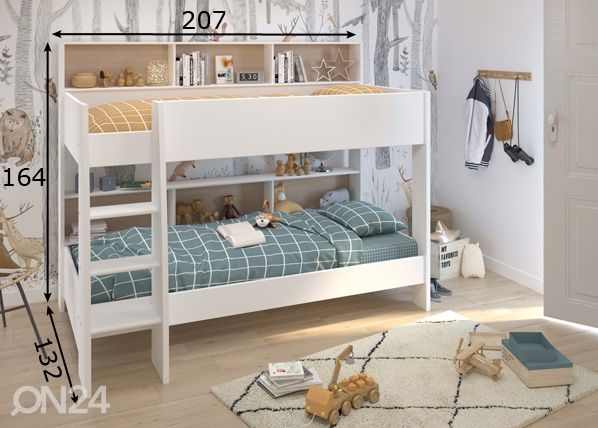 Двухъярусная кровать Leo 90x200 cm размеры