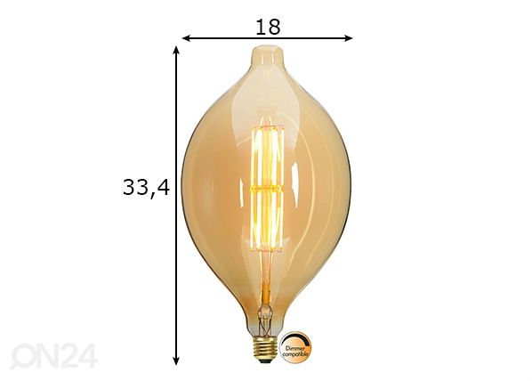 Декоративная LED лампочка с цоколем E27, 10 Вт размеры