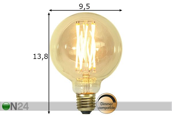 Декоративная LED лампочка с цоколем E27, 3,7 Вт размеры