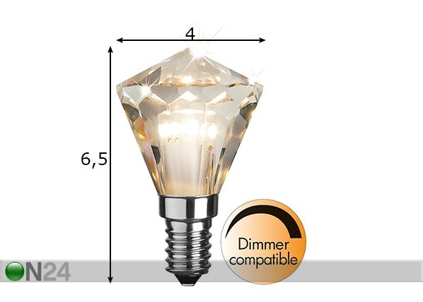 Декоративная LED лампочка, цоколь E14 размеры