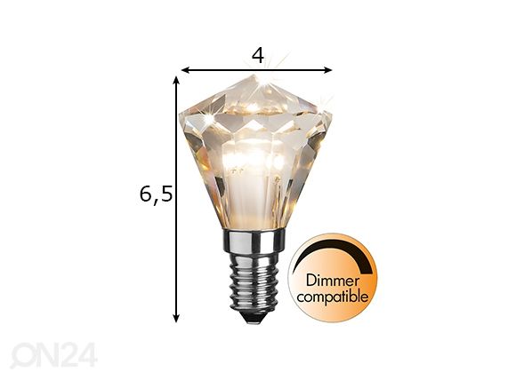 Декоративная LED лампочка E14, 3Вт размеры