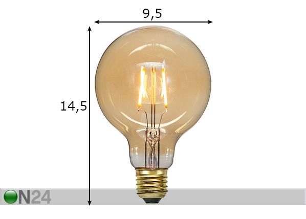 Декоративная LED лампочка E27, 0,75 Вт размеры