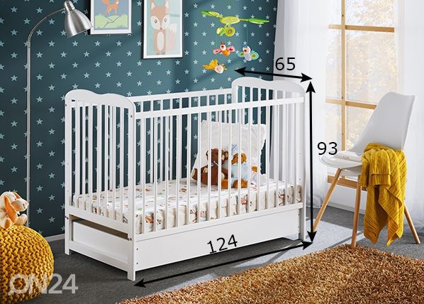 Детская кроватка Ala II Plus 60x120 cm, белый размеры