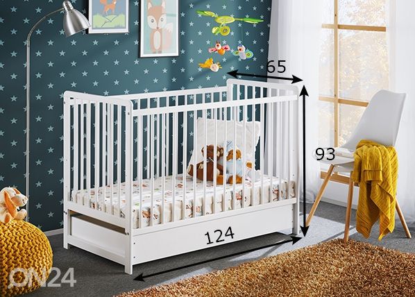 Детская кроватка Cypi II Plus 60x120 cm, белый размеры
