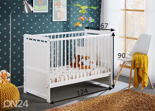 Детская кроватка Tymek 60x120 cm, белый размеры