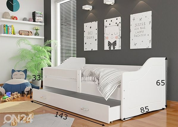 Детская кровать с ящиком + матрас 80x140 cm размеры
