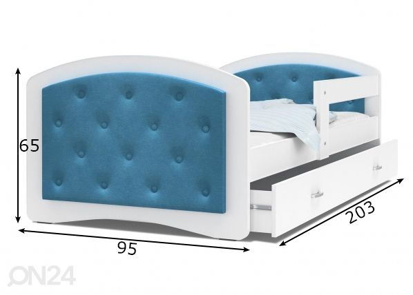 Детская кровать 90x200 cm, белый/синий размеры