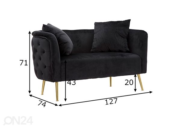 Диван Glam, чёрный размеры