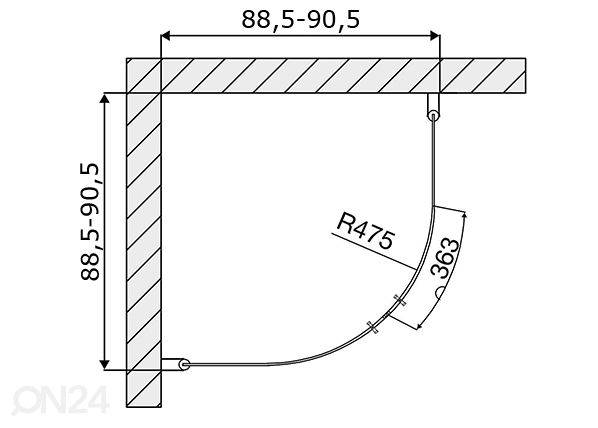 Душевая кабина Duschy Round 90x90 см размеры