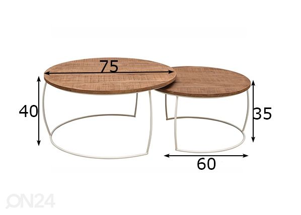Журнальные столы Emma 2 шт размеры