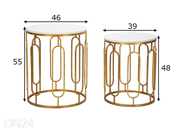 Журнальные столы Marble золотистый/белый, 2 шт размеры