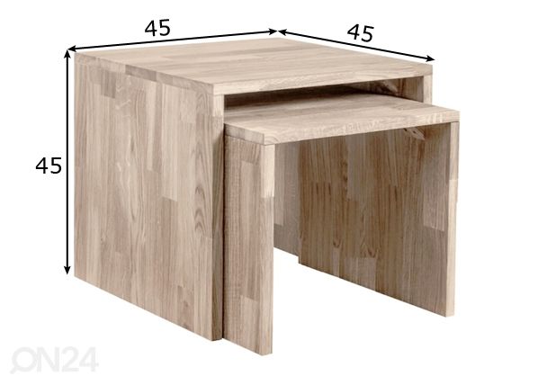 Журнальный стол из массива дуба Duo1, 45x45x45 cm размеры