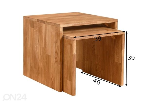 Журнальный стол из массива дуба Duo2 39x39x40 cm размеры