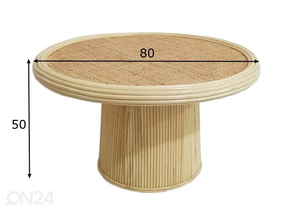 Журнальный стол из ротанга Tasmany-2 Ø 80 cm размеры