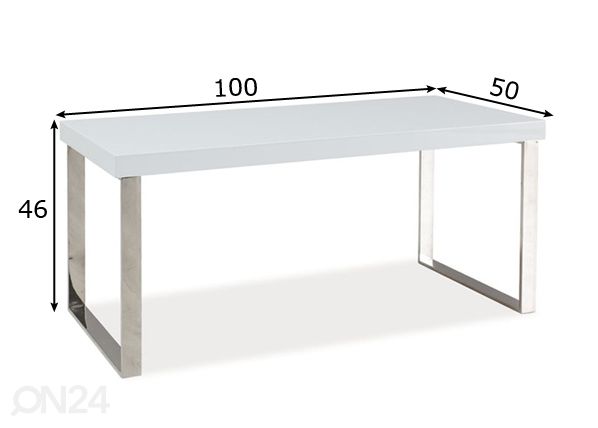 Журнальный стол 100x50 cm, белый размеры