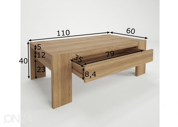 Журнальный стол Camton 110x60 cm размеры