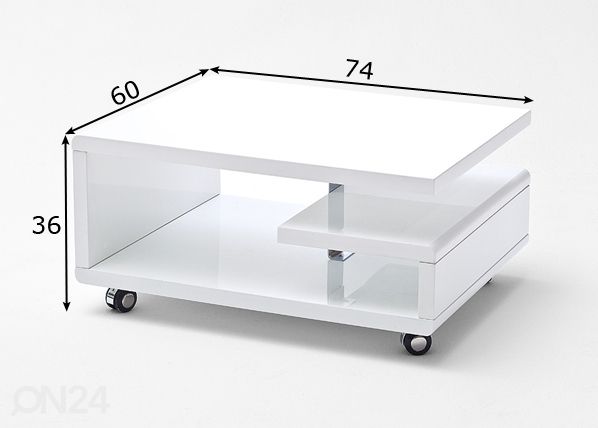 Журнальный стол Kira 74x60 cm размеры