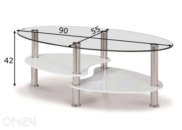 Журнальный стол Oval 90x55 cm размеры