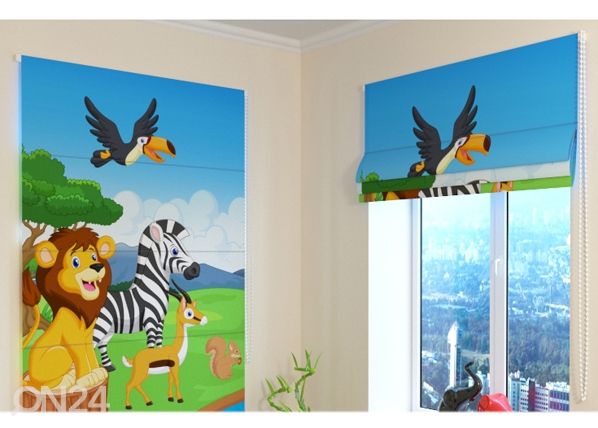 Затемняющие римские шторы Cute African animals 1 120x140 cm