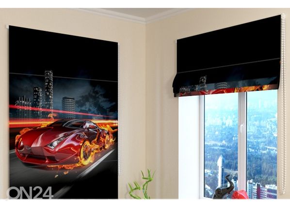 Затемняющие римские шторы Fiery Supercar 60x60 cm