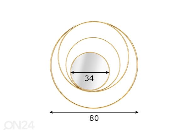 Зеркало настенное Arc 80x80 cm, золотистый размеры