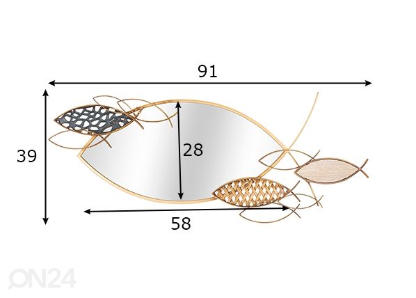 Зеркало настенное Fish 91x39 cm размеры