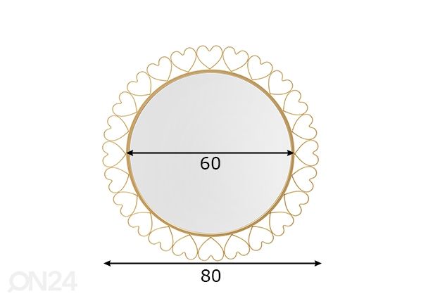Зеркало настенное Hearts 80 cm размеры
