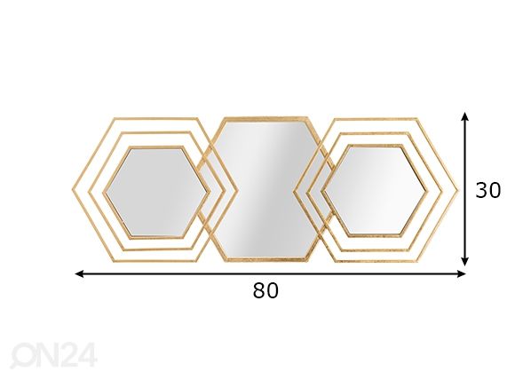 Зеркало настенное Triply 80x30 cm, золотистый размеры