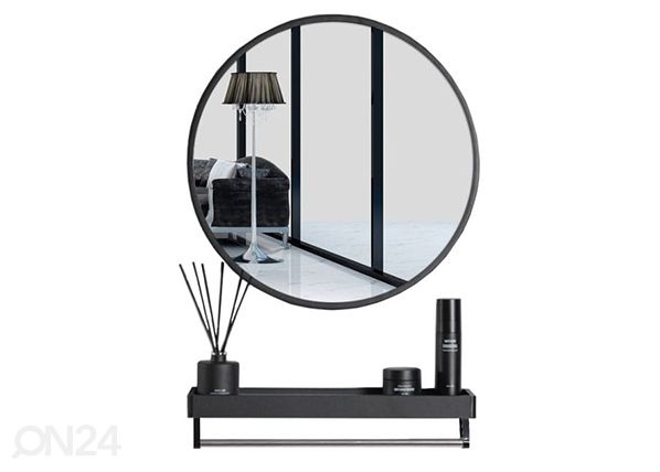 Зеркало с полкой Ø70 cm, чёрный