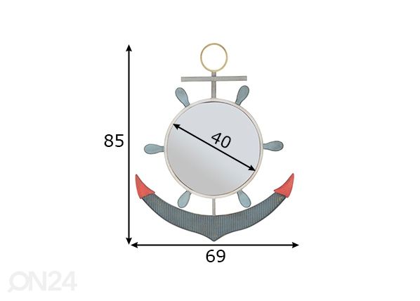 Зеркало Sea Style, голубой/красный размеры