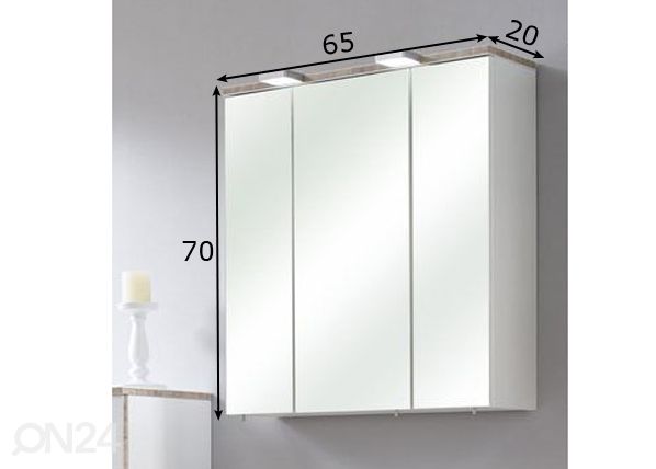 Зеркальный шкаф с LED-освещением 34, 65cm размеры