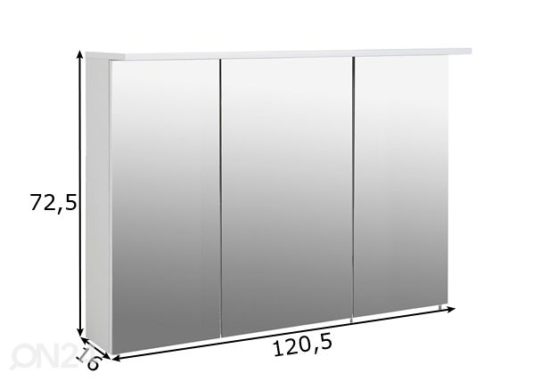Зеркальный шкаф с LED-освещением Profil 16 120,5 cm размеры