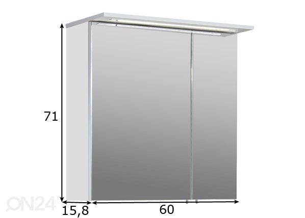 Зеркальный шкаф с LED-освещением Profil 16 размеры