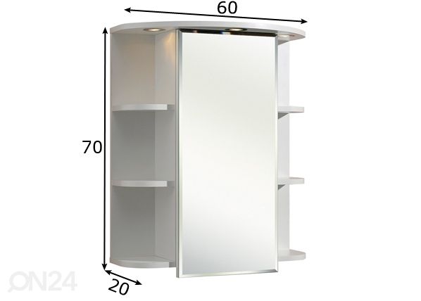 Зеркальный шкаф с LED-светильником 33-II размеры