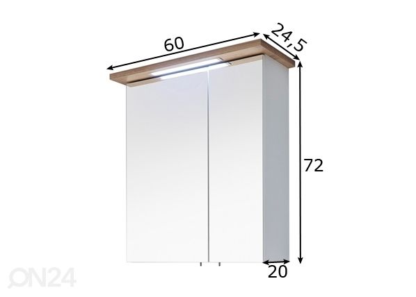 Зеркальный шкаф с LED-светильником 84-I размеры