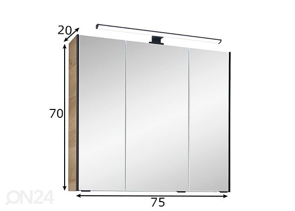 Зеркальный шкаф 03-II размеры